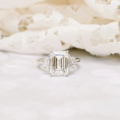 2.75CT Emerald Cut Moissanite Trapezoid Diamond Engagement Ring