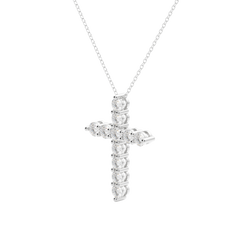 0.17 CT Round Cut Cross Pendant Moissanite Diamond Necklace