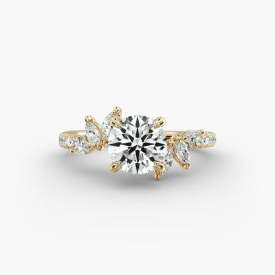 cluster-yellow-gold-round-cut-diamond-moissanite-and-marquise-gemfora