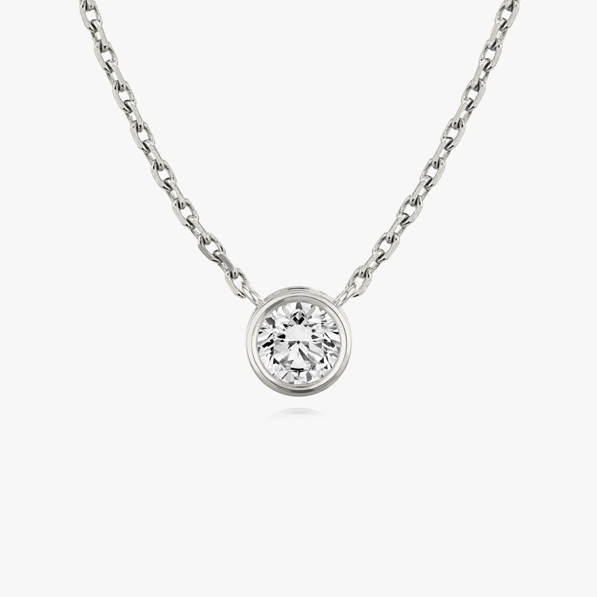 0.10CT - 1.0CT Round Bezel Solitaire F-VS Lab Grown Diamond Necklace