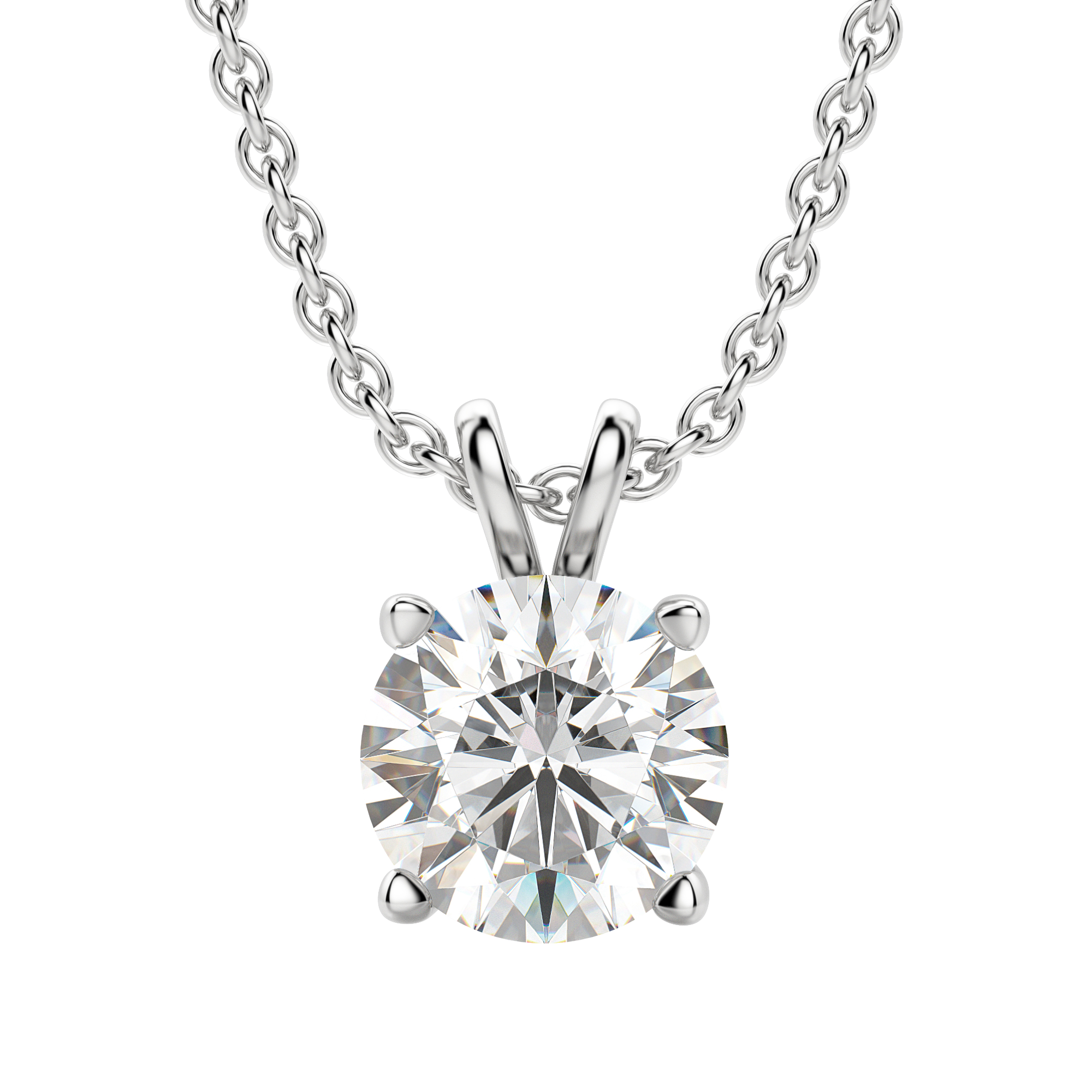 0.25-1.0CT Round Solitaire F-VS Lab Grown Diamond Necklace for Her