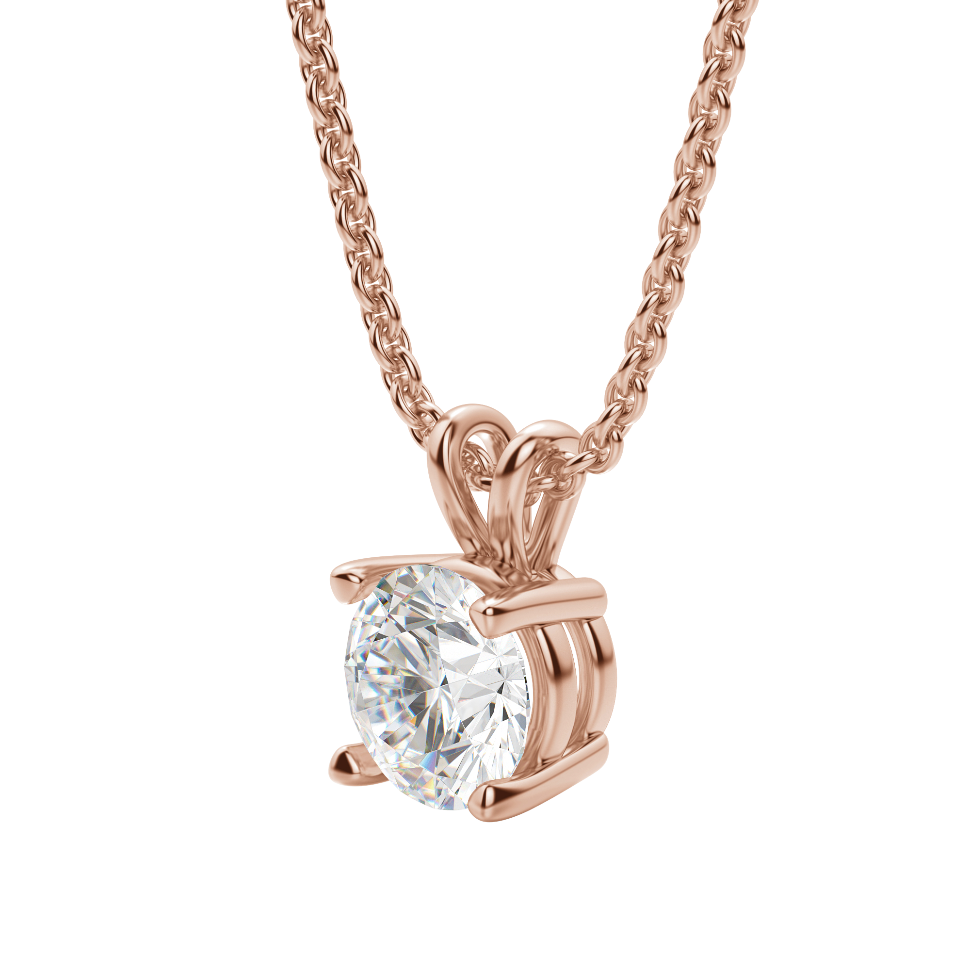 0.25-1.0CT Round Solitaire F-VS Lab Grown Diamond Necklace for Her