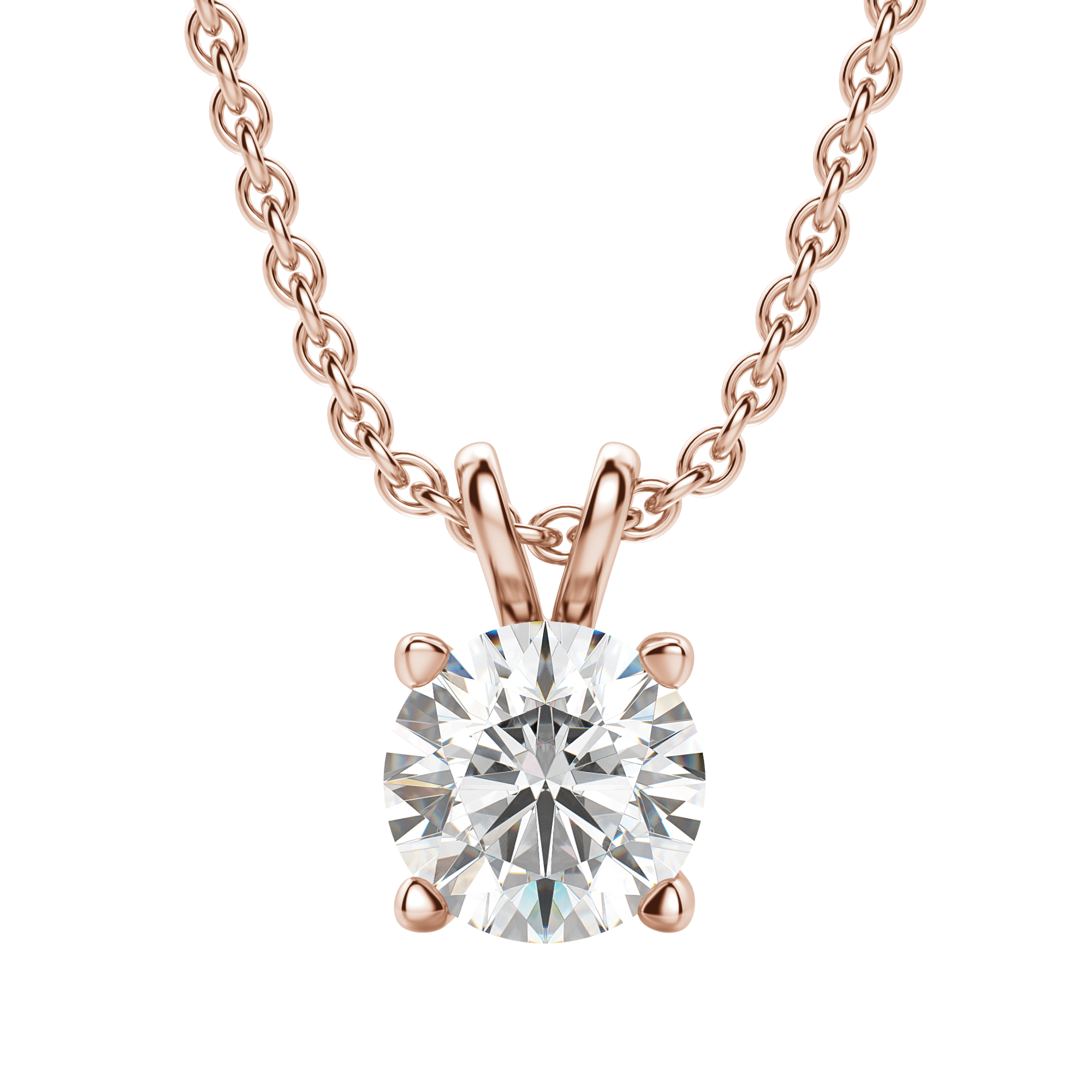 0.25-1.0CT Round Solitaire F-VS Lab Grown Diamond Necklace for Her