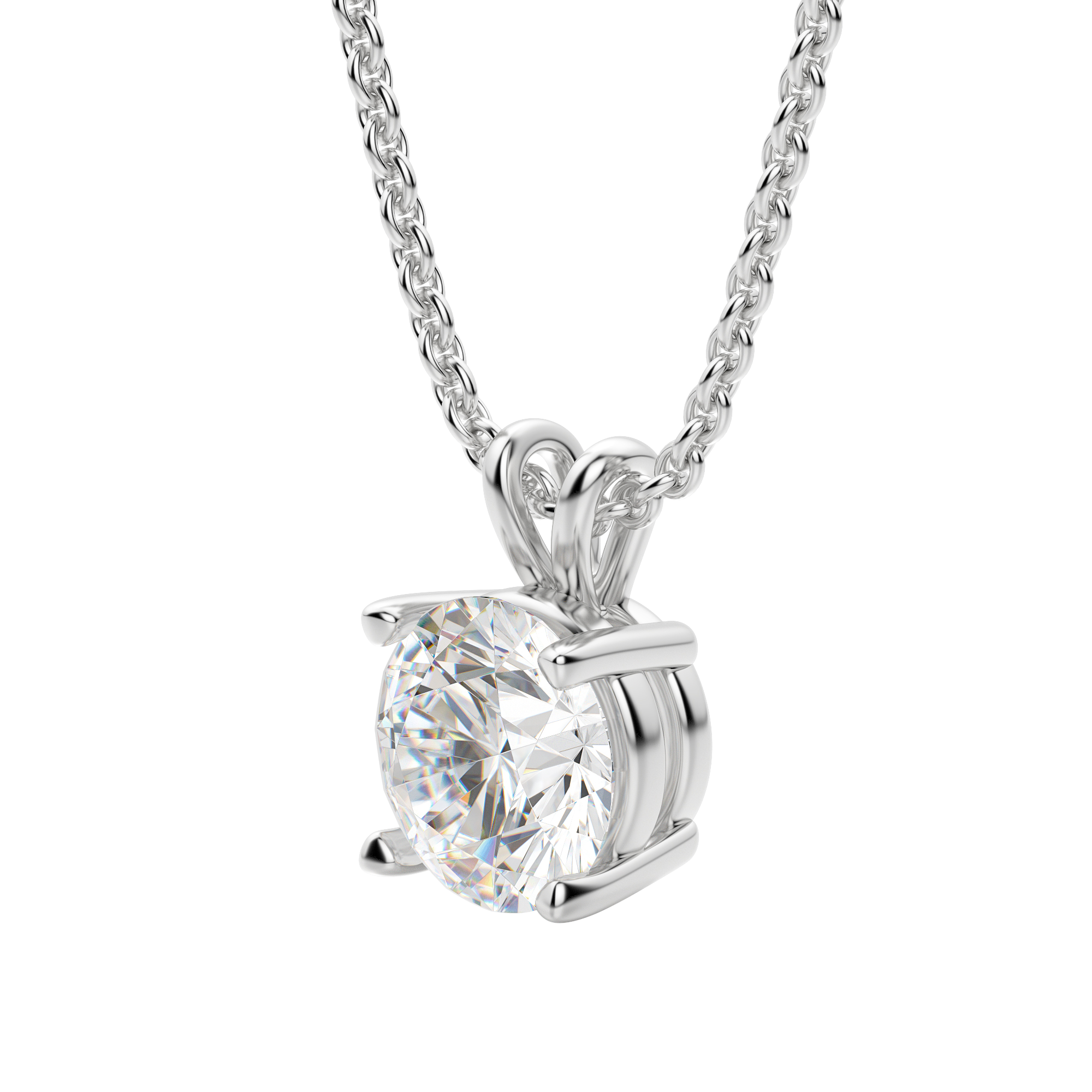 0.25-1.0CT Round Solitaire F-VS Lab Grown Diamond Necklace for Her