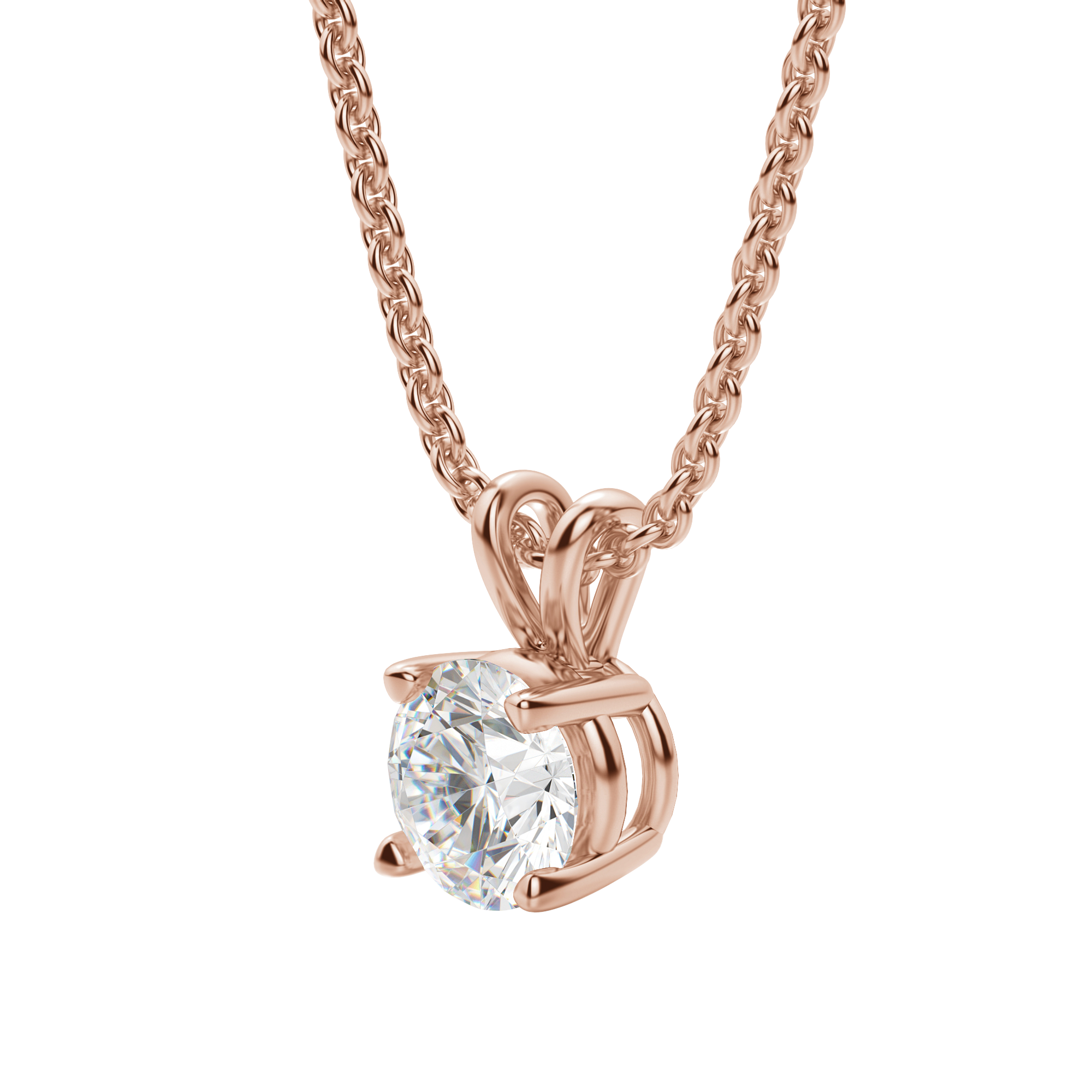 0.25-1.0CT Round Solitaire F-VS Lab Grown Diamond Necklace for Her