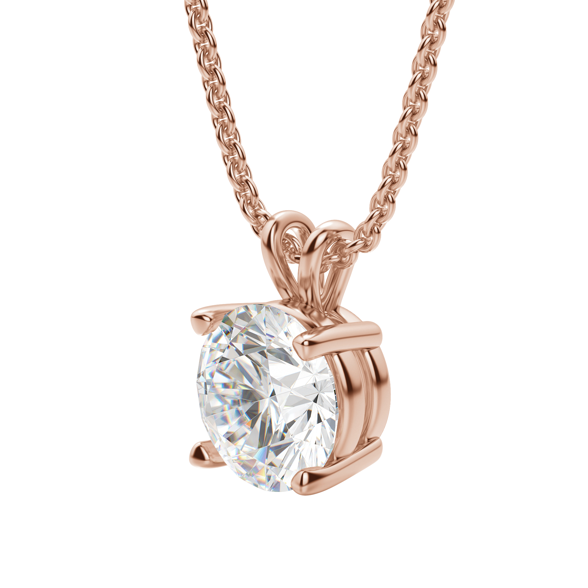 0.25-1.0CT Round Solitaire F-VS Lab Grown Diamond Necklace for Women