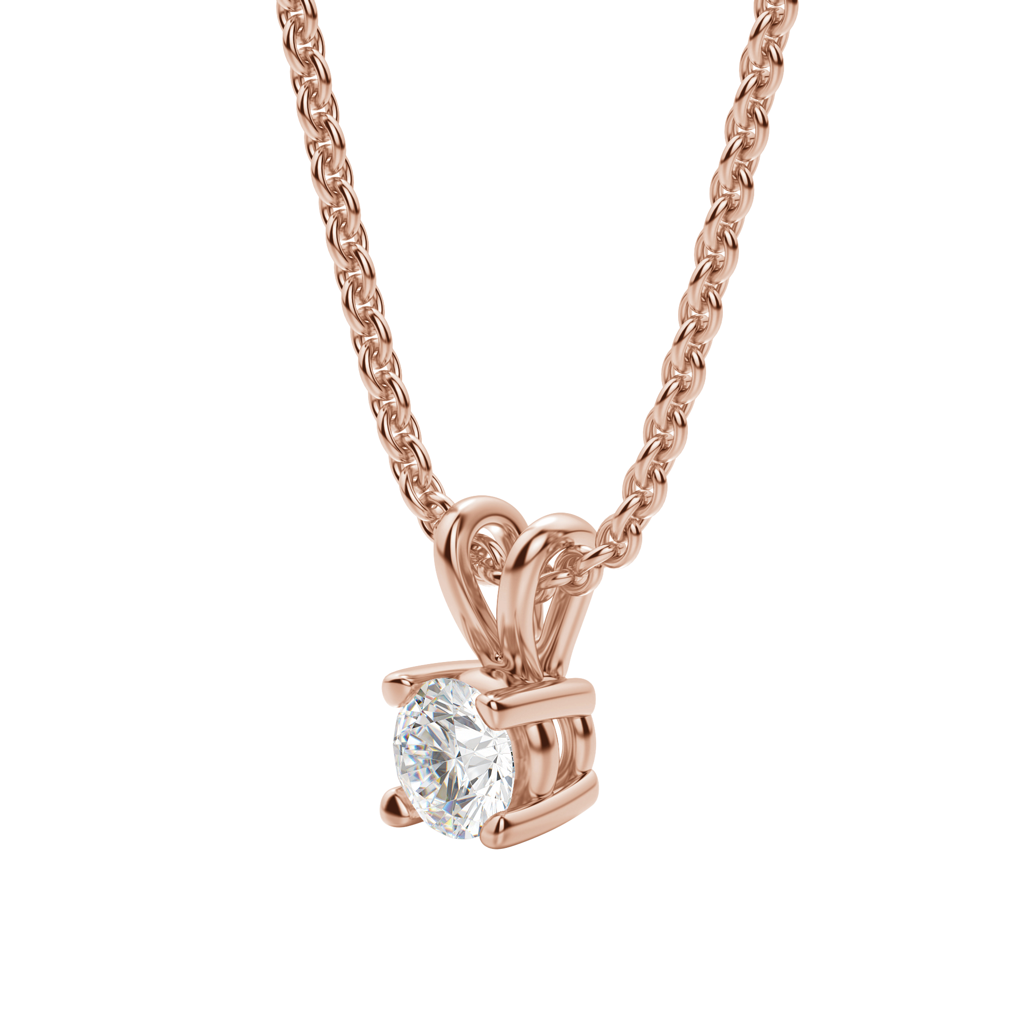 0.25-1.0CT Round Solitaire F-VS Lab Grown Diamond Necklace for Women