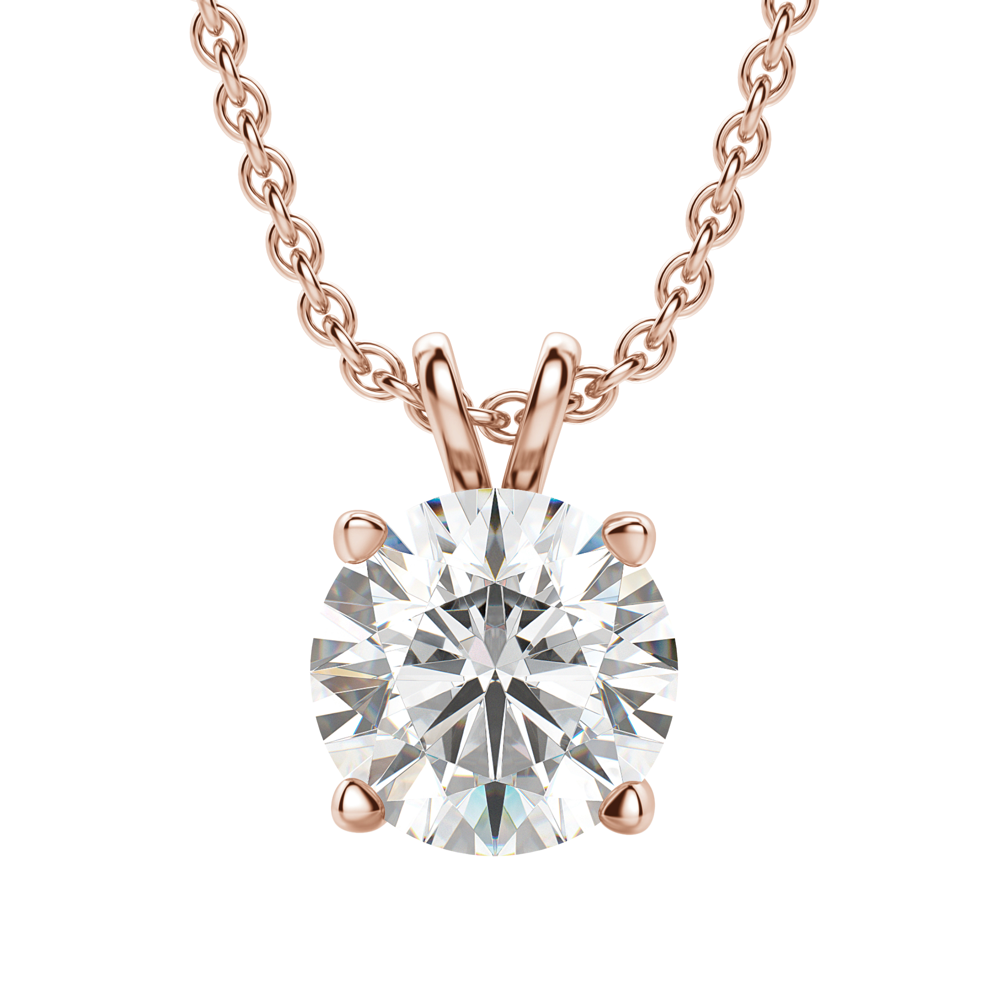 0.25-1.0CT Round Solitaire F-VS Lab Grown Diamond Necklace for Women
