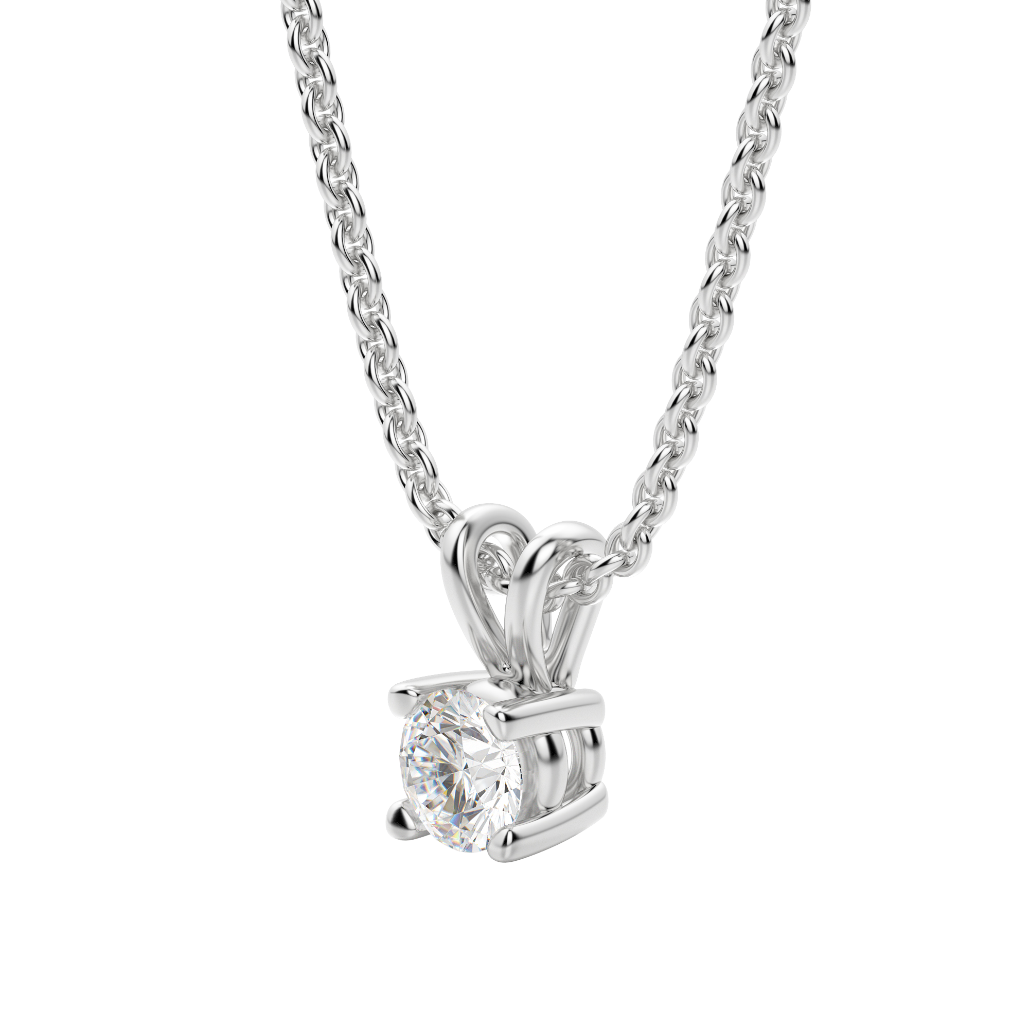 0.25-1.0CT Round Solitaire F-VS Lab Grown Diamond Necklace for Women