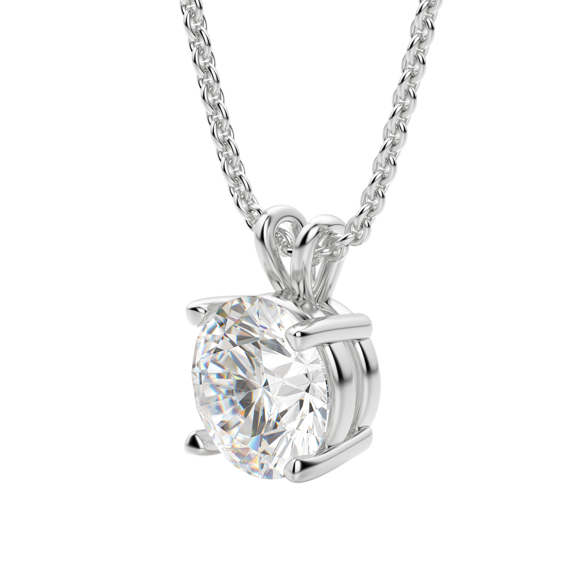 0.25-1.0CT Round Solitaire F-VS Lab Grown Diamond Necklace for Women