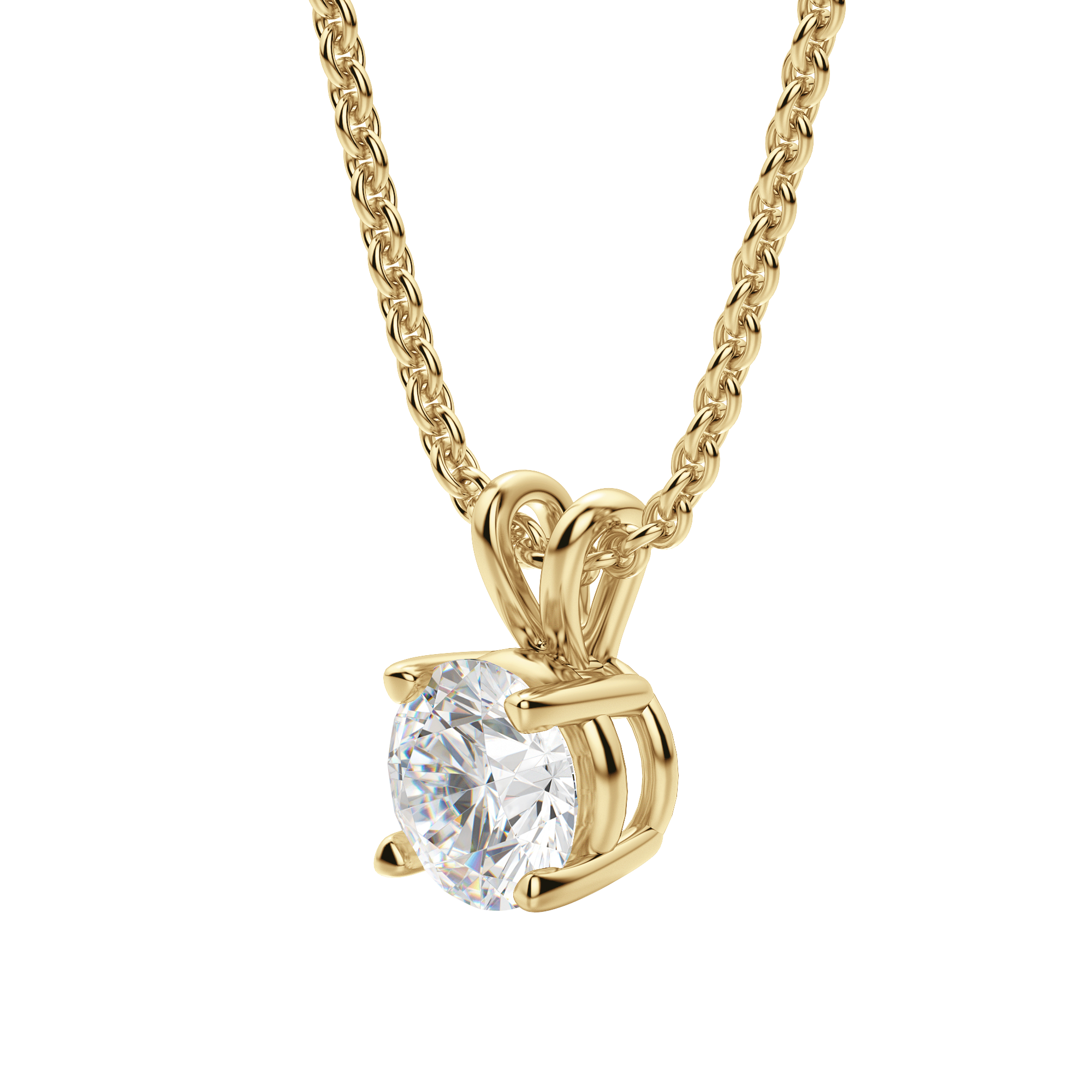 0.25-1.0CT Round Solitaire F-VS Lab Grown Diamond Necklace for Women