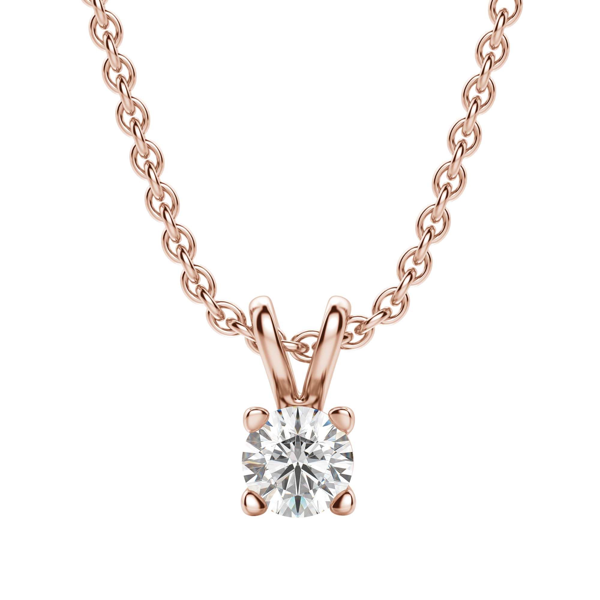 0.25-1.0CT Round Solitaire F-VS Lab Grown Diamond Necklace for Women