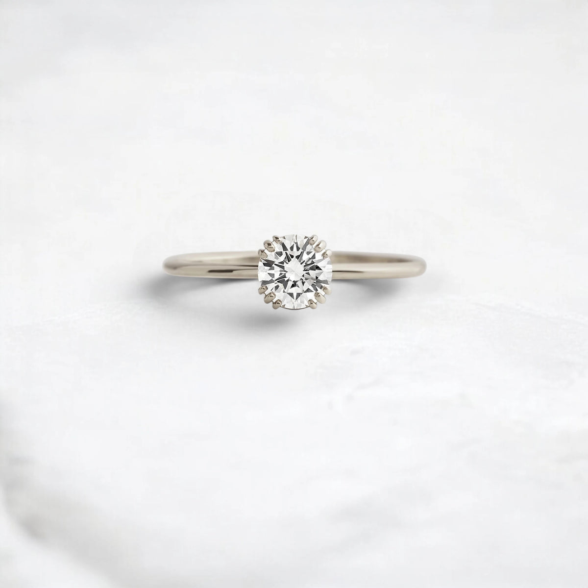 1.5CT Round Solitaire Moissanite Engagement Ring, Triple Prong
