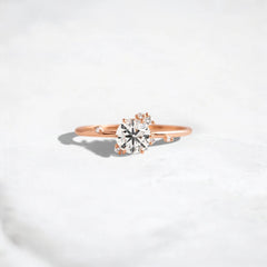 2CT Round Cut Cluster Moissanite Ring with Floating Accent Diamonds