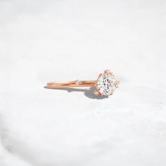 2CT Round Cut Cluster Moissanite Ring with Floating Accent Diamonds