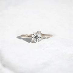 2CT Round Cut Cluster Moissanite Ring with Floating Accent Diamonds