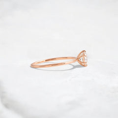 Round Moissanite Engagement Ring, Handcrafted Six-Prong Tab Design, Romantic Love Gift for Her