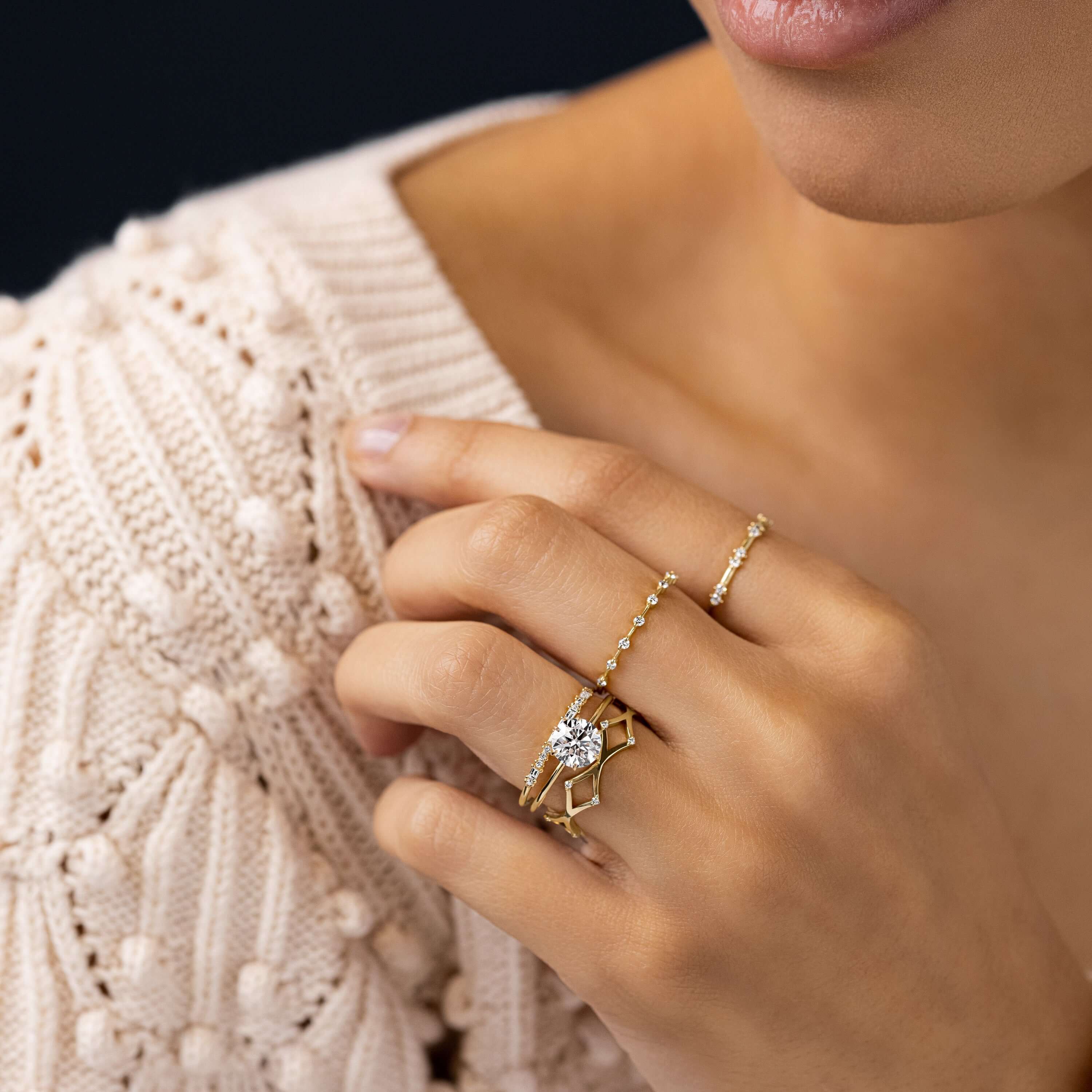 1.00ct-round-moissanite-engagement-ring-handcrafted-six-prong-tab-design-romantic-love-gift-for-her-yellow-gold-gemfora-7