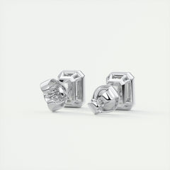 1.0CT Emerald Bezel Solitaire G-VS Lab Grown Diamond Earrings