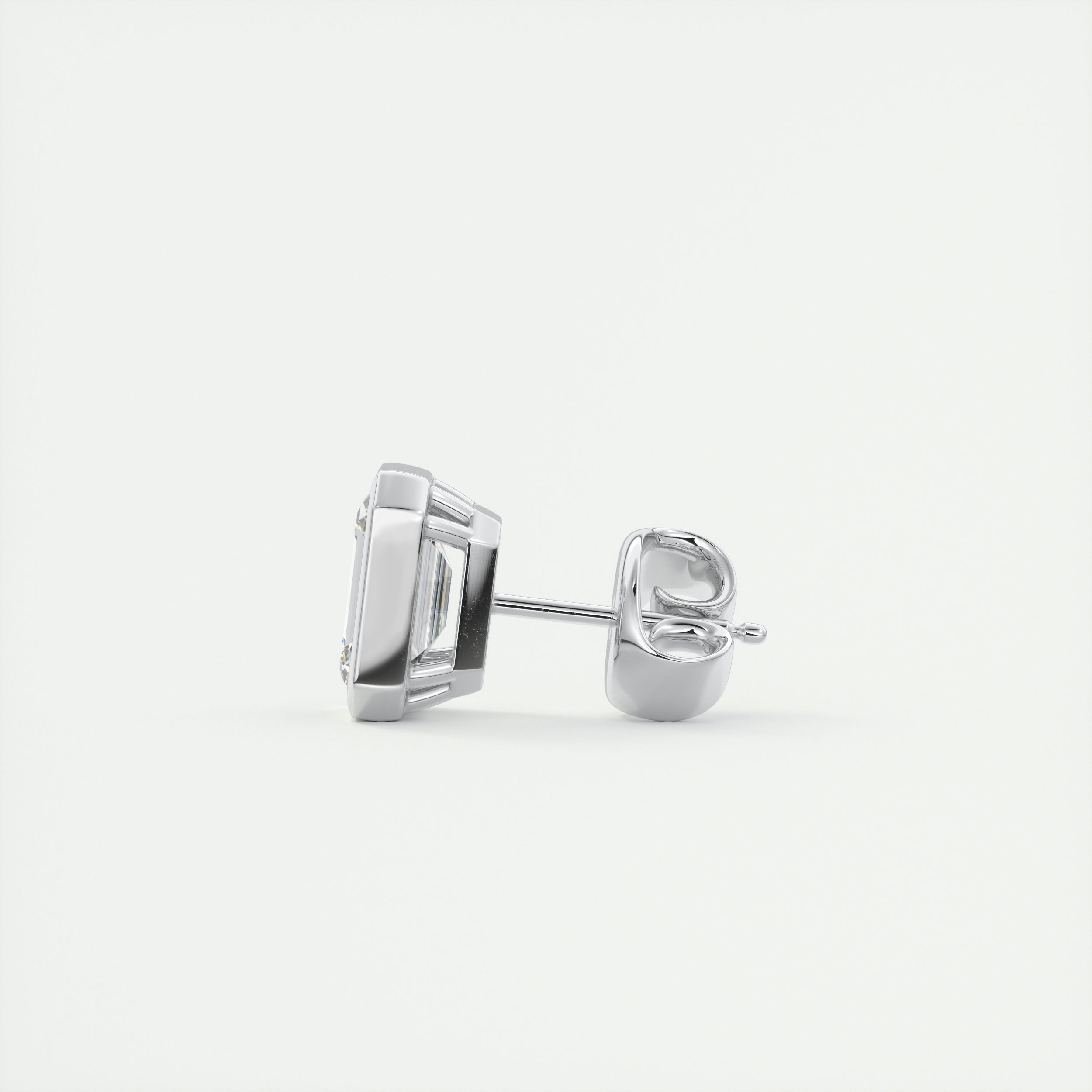 1.0CT Emerald Bezel Solitaire G-VS Lab Grown Diamond Earrings