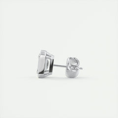 1.0CT Emerald Bezel Solitaire G-VS Lab Grown Diamond Earrings