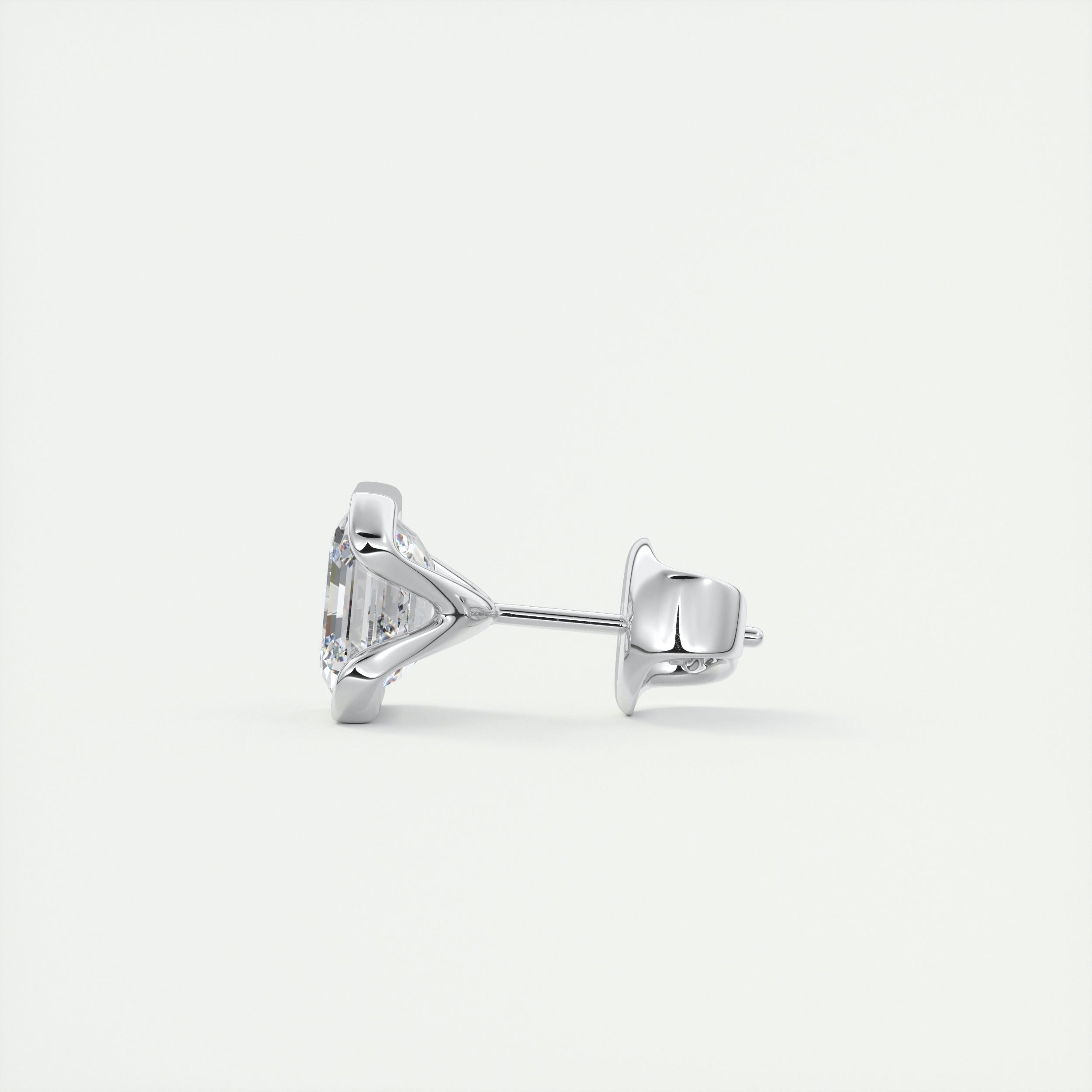 1.0CT Half Bezel Asscher Solitaire G-VS Lab Grown Diamond Earrings