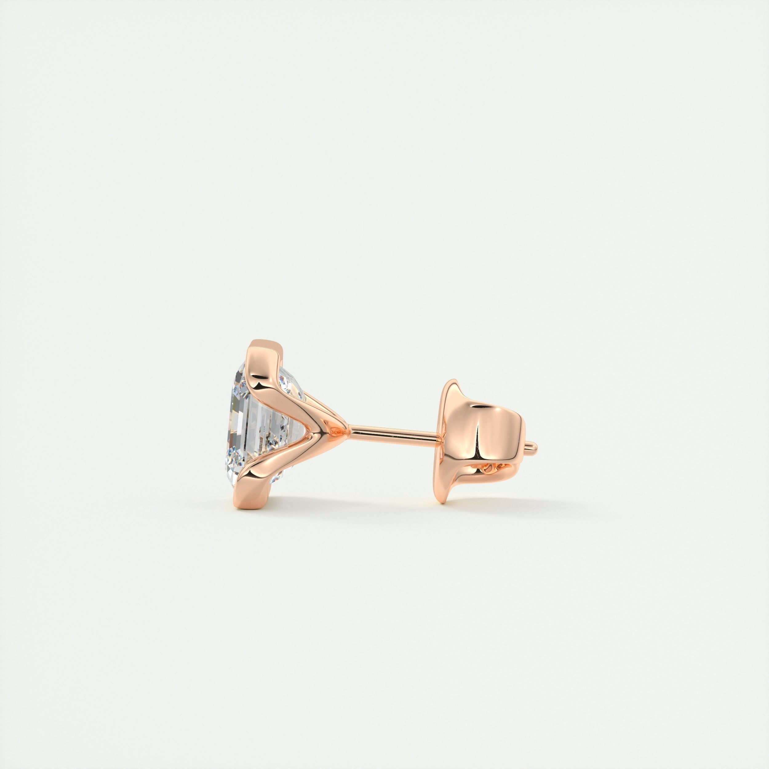 1.0CT Half Bezel Asscher Solitaire G-VS Lab Grown Diamond Earrings