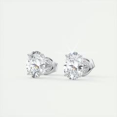 1.0CT Oval Solitaire G-VS Lab Grown Diamond Earrings