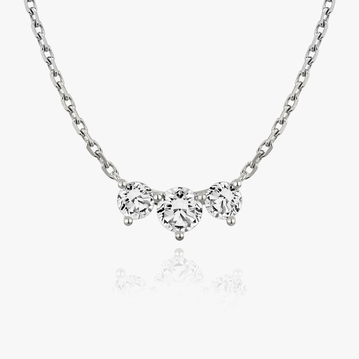 1.0TCW Round F-VS Lab Grown Diamond Three Stone Necklace