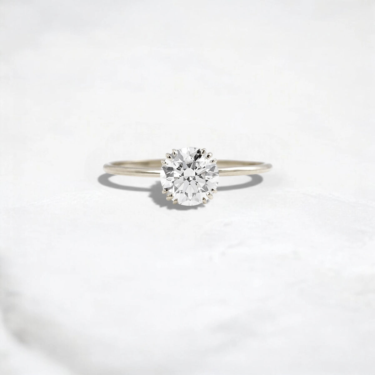 1.5CT Round Cut Solitaire Moissanite Engagement Ring with Triple Prong Open Basket Setting