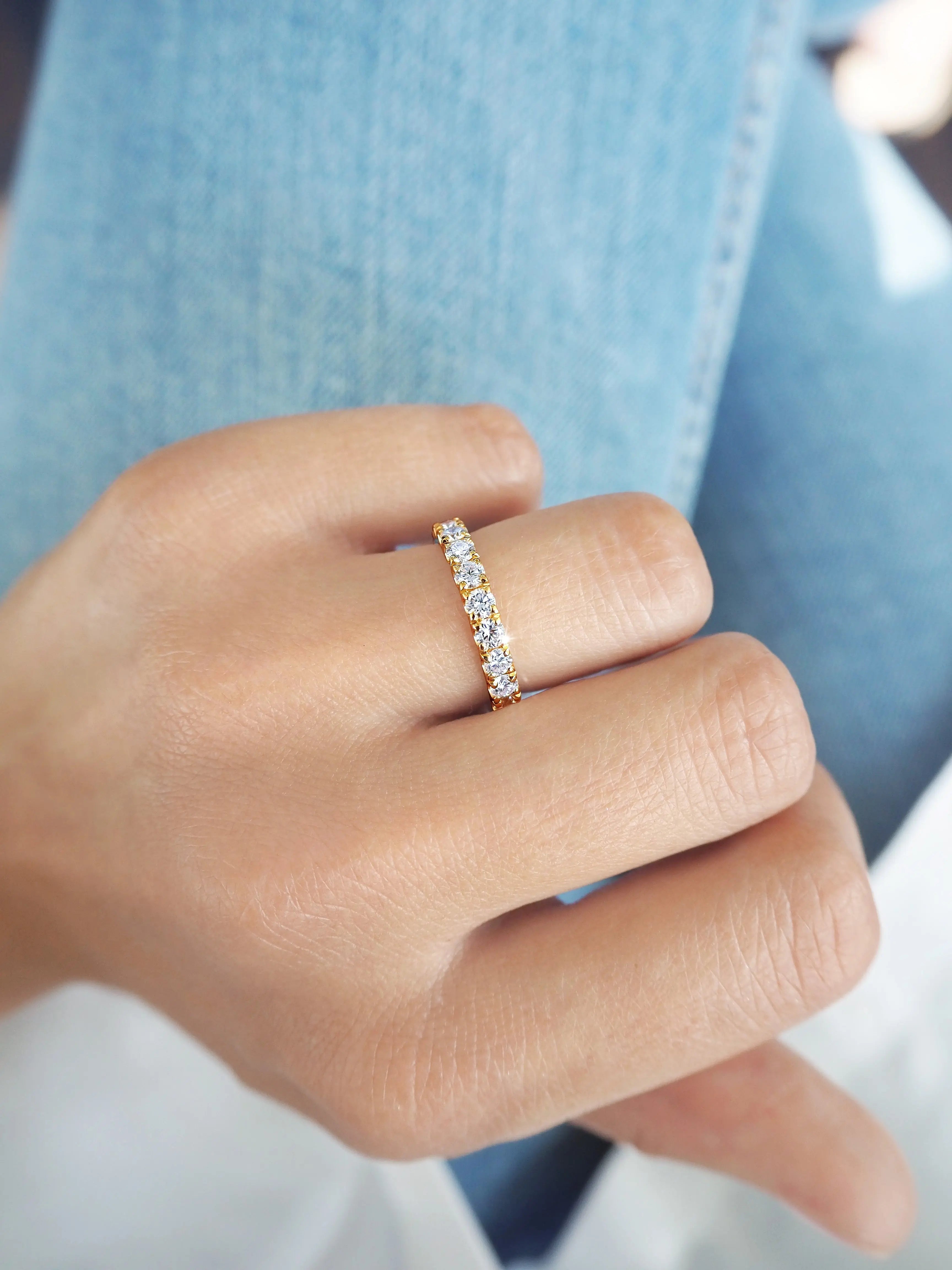 3.0mm Round Full Eternity Lab Grown Diamond Wedding Band