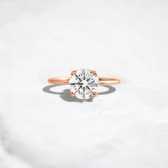 1.5CT Round Cut Solitaire Moissanite Engagement Ring with Triple Prong Open Basket Setting