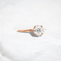 1.5CT Round Cut Solitaire Moissanite Engagement Ring with Triple Prong Open Basket Setting