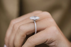 3.85CT Oval Cut 3 Side Pave Moissanite Engagement Ring