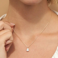 0.25-1.0ct Pear Cut Solitaire Moissanite Diamond Layering Necklace
