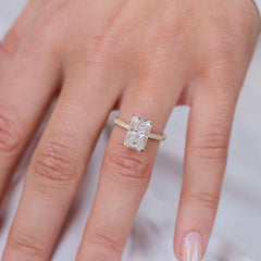 3.0CT Radiant Cut Hidden Halo Moissanite Engagement Ring