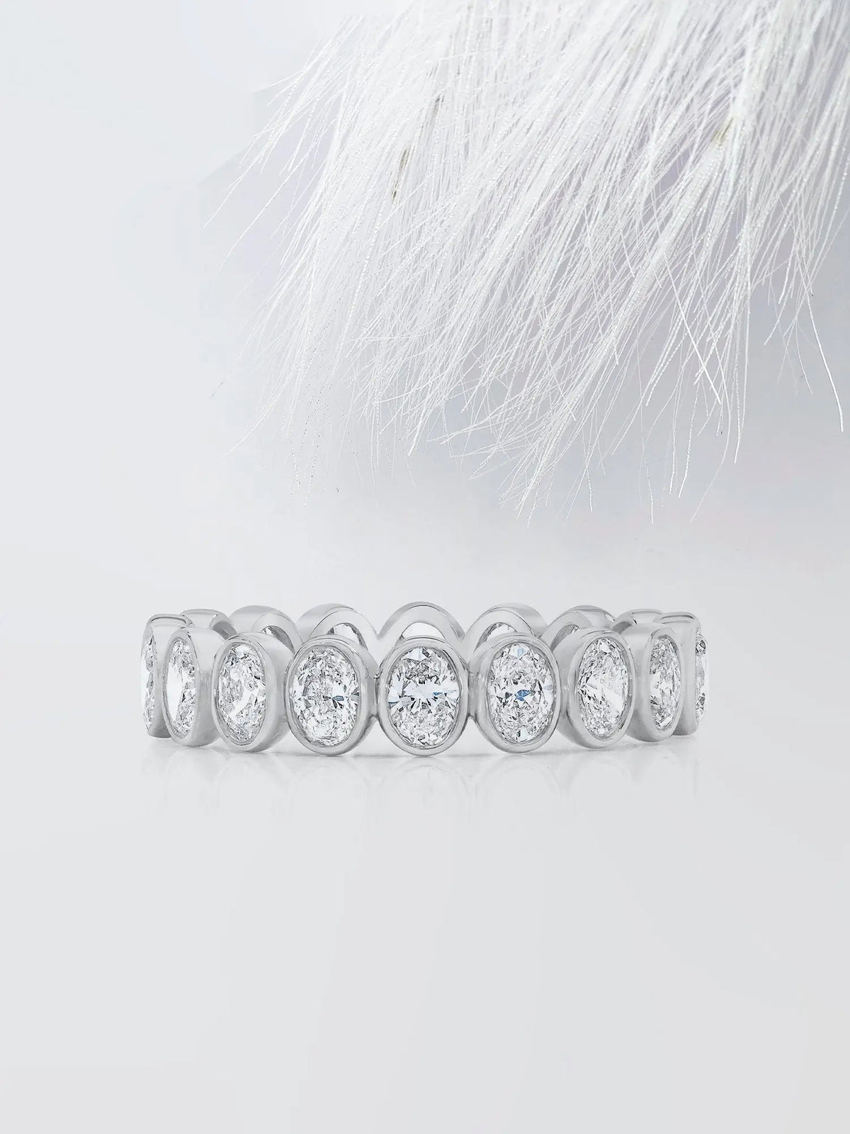 Bezel Set Oval Cut Moissanite Eternity Diamond Wedding Band