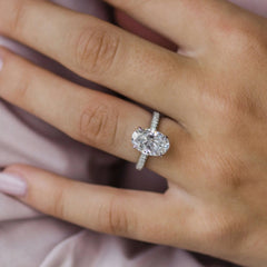 3.40CT Oval Cut Hidden Halo Moissanite Solitaire Engagement Ring