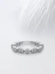 Round Cut Moissanite Pave Diamond Wedding Band in Solid Gold