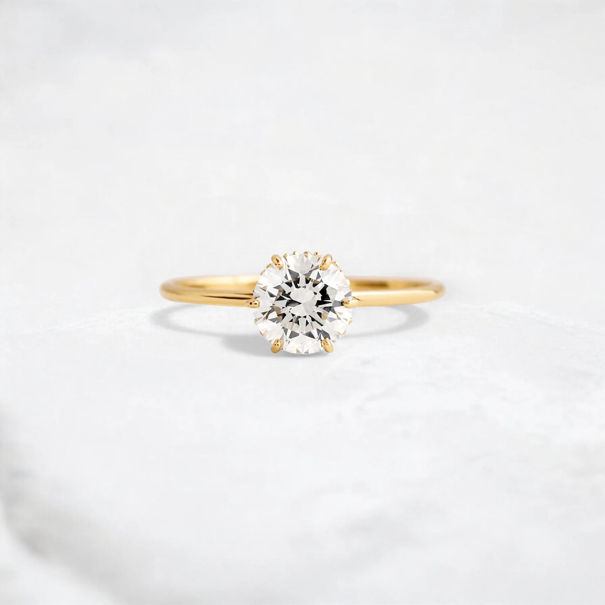 1ct-golden-round-cut-moissanite-diamond-engagement-ring-yellow-gold-gemfora-1