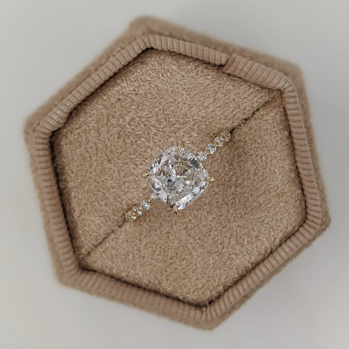 2.02ct Cushion D- VS1 Lag Grown Diamond Hidden Halo Engagement Ring