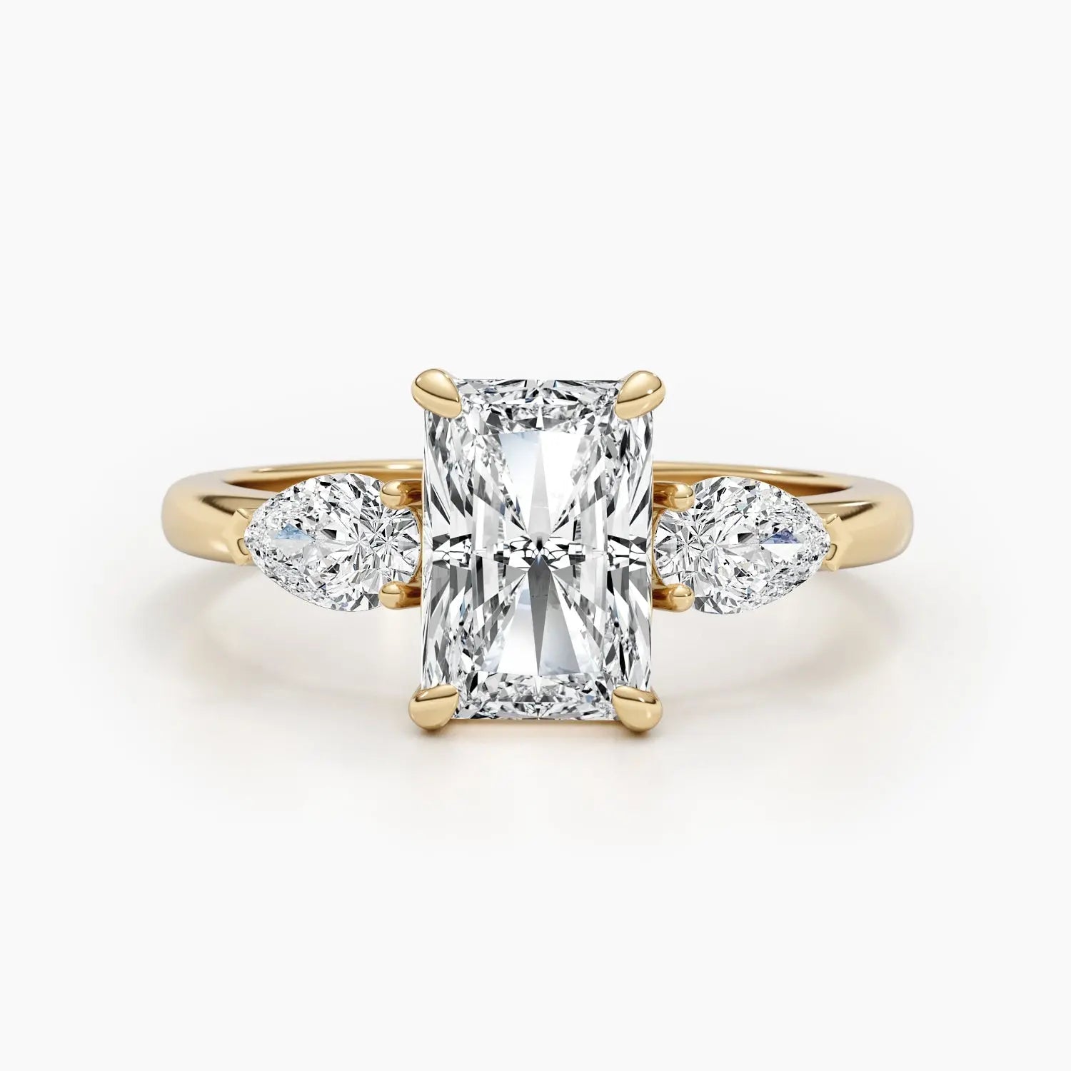 2.24ct Radiant F- VS Three Stones Diamond Lab Grown Engagement Ring