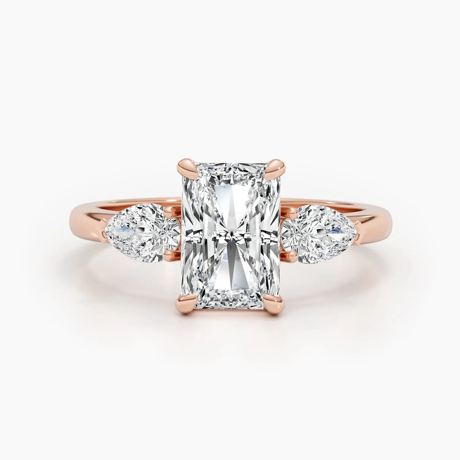 2.24ct Radiant F- VS Three Stones Diamond Lab Grown Engagement Ring