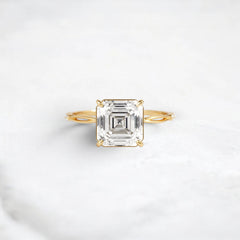 2.5CT Asscher Cut Moissanite Twisted Two On Each Side Focal Stone