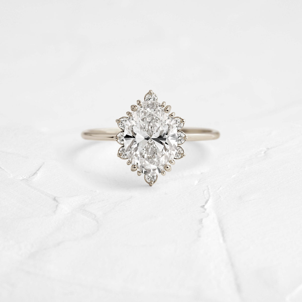 Threaded Ring with Halo, Oval Cut | Melanie Casey Fine Jewelry