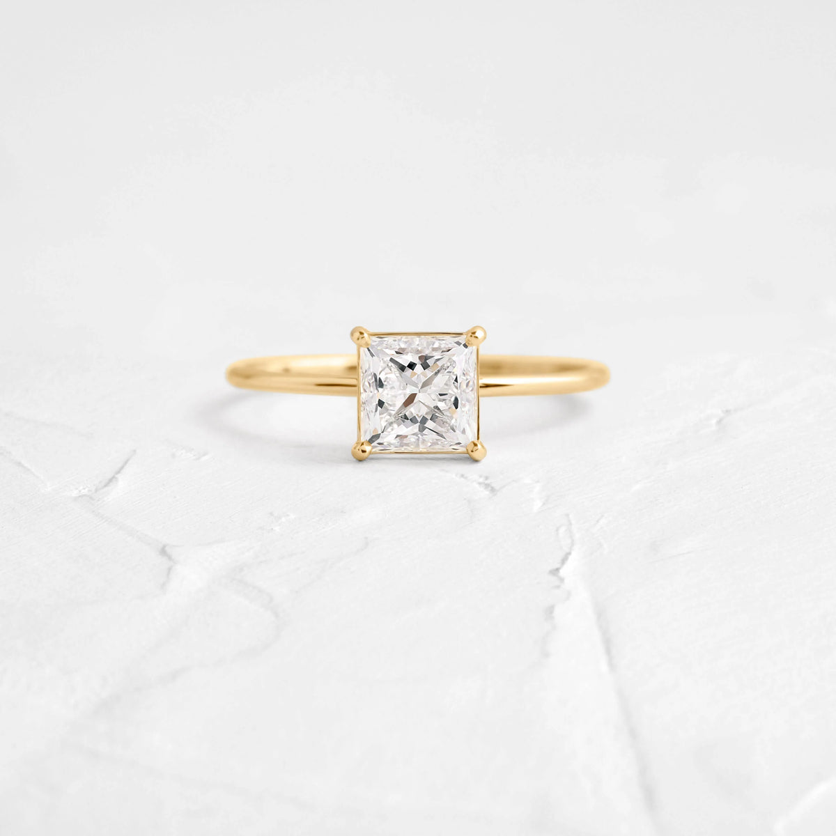 Princess Cut 1.5CT Moissanite Solitaire Engagement Solid God Ring,