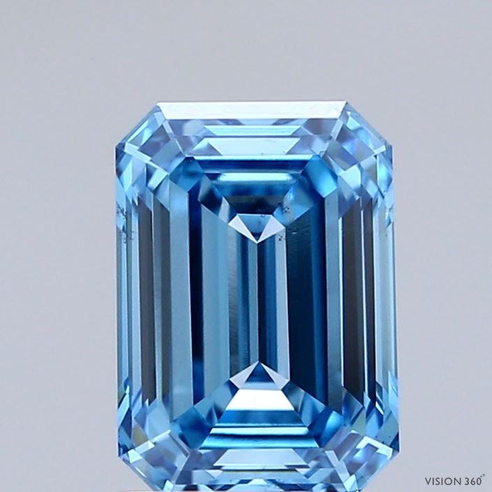 EM  CT Fancy Vivid Blue VS2 Lab Grown Diamond