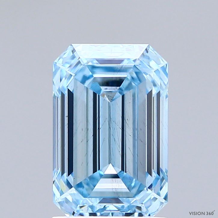 EM  CT Fancy Vivid Blue SI1 Lab Grown Diamond