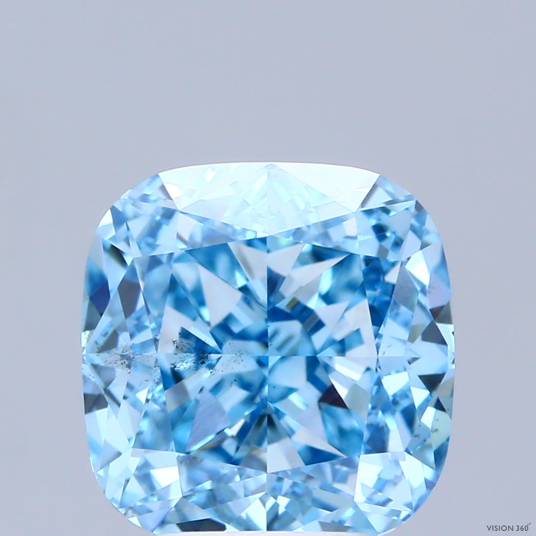 CU  CT Fancy Vivid Blue SI1 Lab Grown Diamond