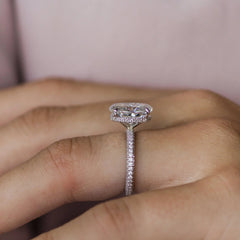 3.40CT Oval Cut Hidden Halo Moissanite Solitaire Engagement Ring